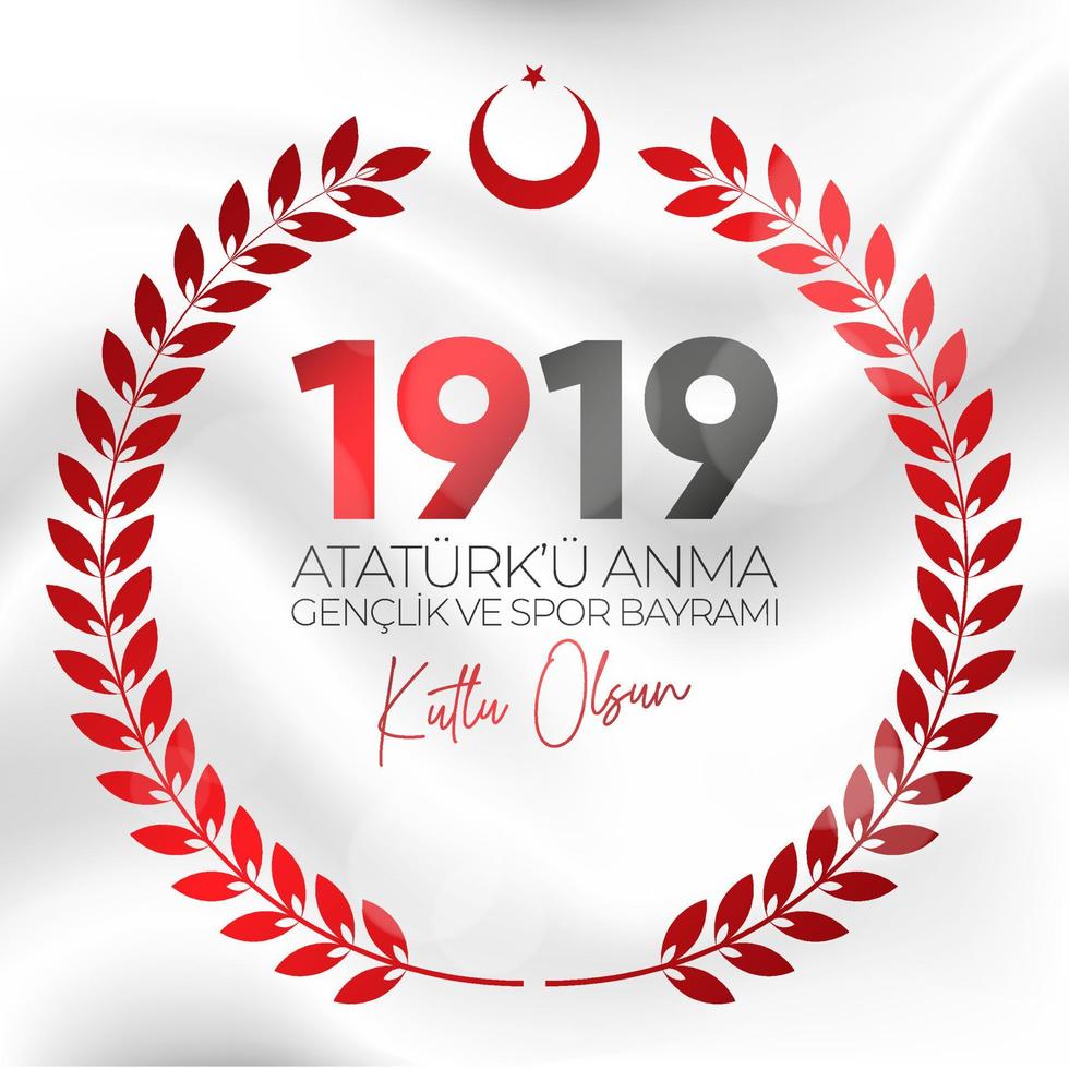 19 Mayis Ataturk'u Anma, Genclik ve Spor Bayrami. May 19 Commemoration of Ataturk, Youth and Sports Day. vector