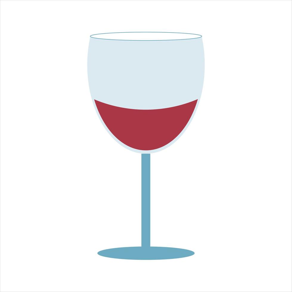 vino tinto en una ilustración de vidrio sobre un fondo blanco vector