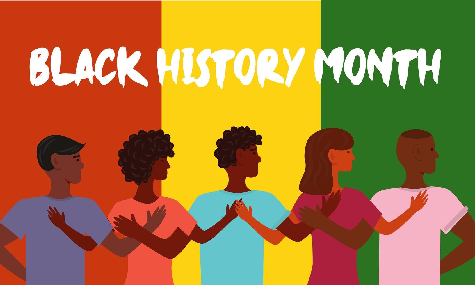 African American History or Black History Month. Celebrated annually in February in the USA and Canada. The social problems of racism. Right of Black people. Flat illustration vector