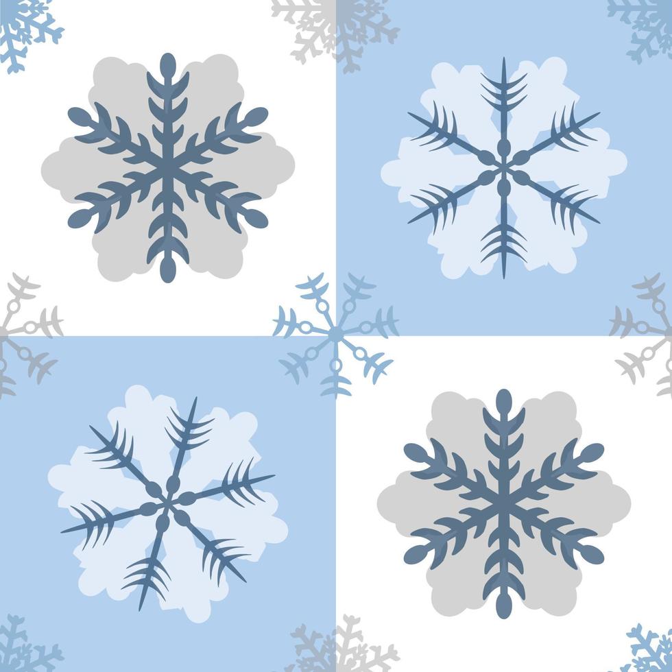 seamless white and blue snowflake pattern background vector