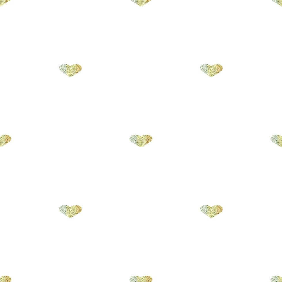 Seamless pattern background with gold glitter hearts. Vector