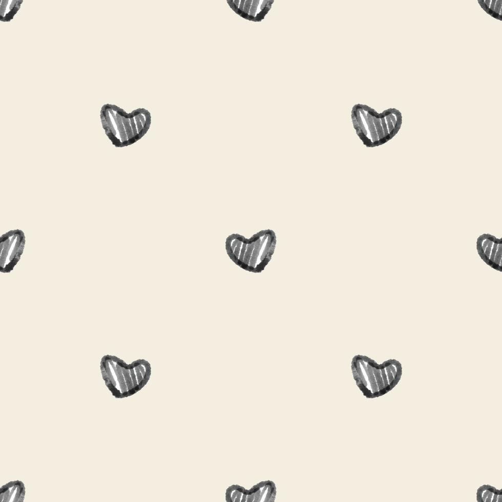 seamless monochrome simple hand draw heart pattern on white background , kids pattern vector