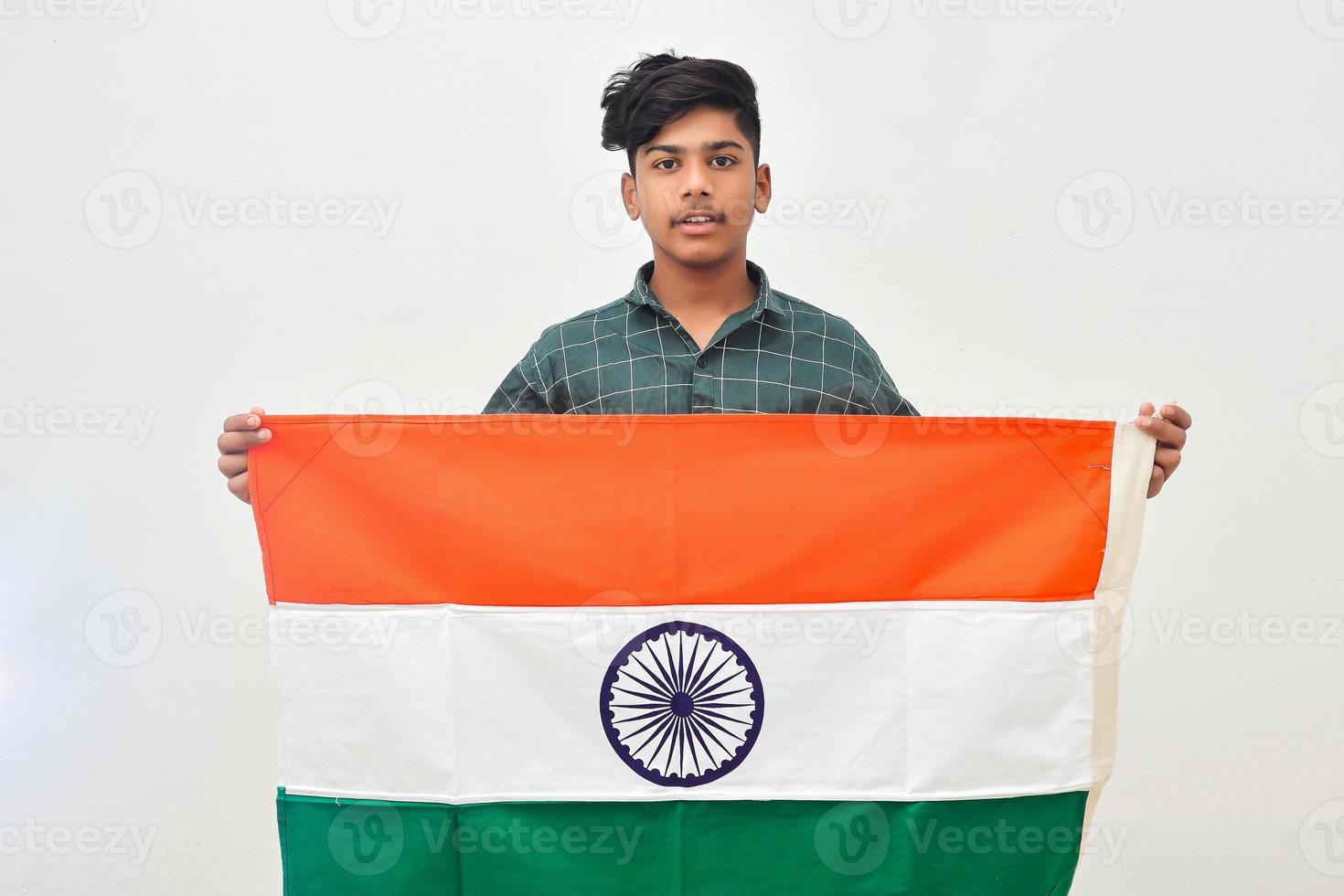 Young indian man celebrating indian republic day or independence day photo