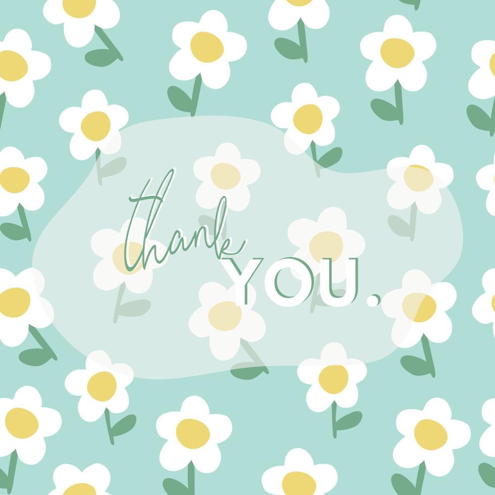 seamless daisy flower pattern background with thank you word ,thank you card vector