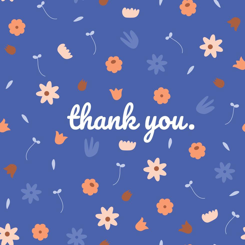 seamless colourful flower pattern background with thank you word ,thank you card vector