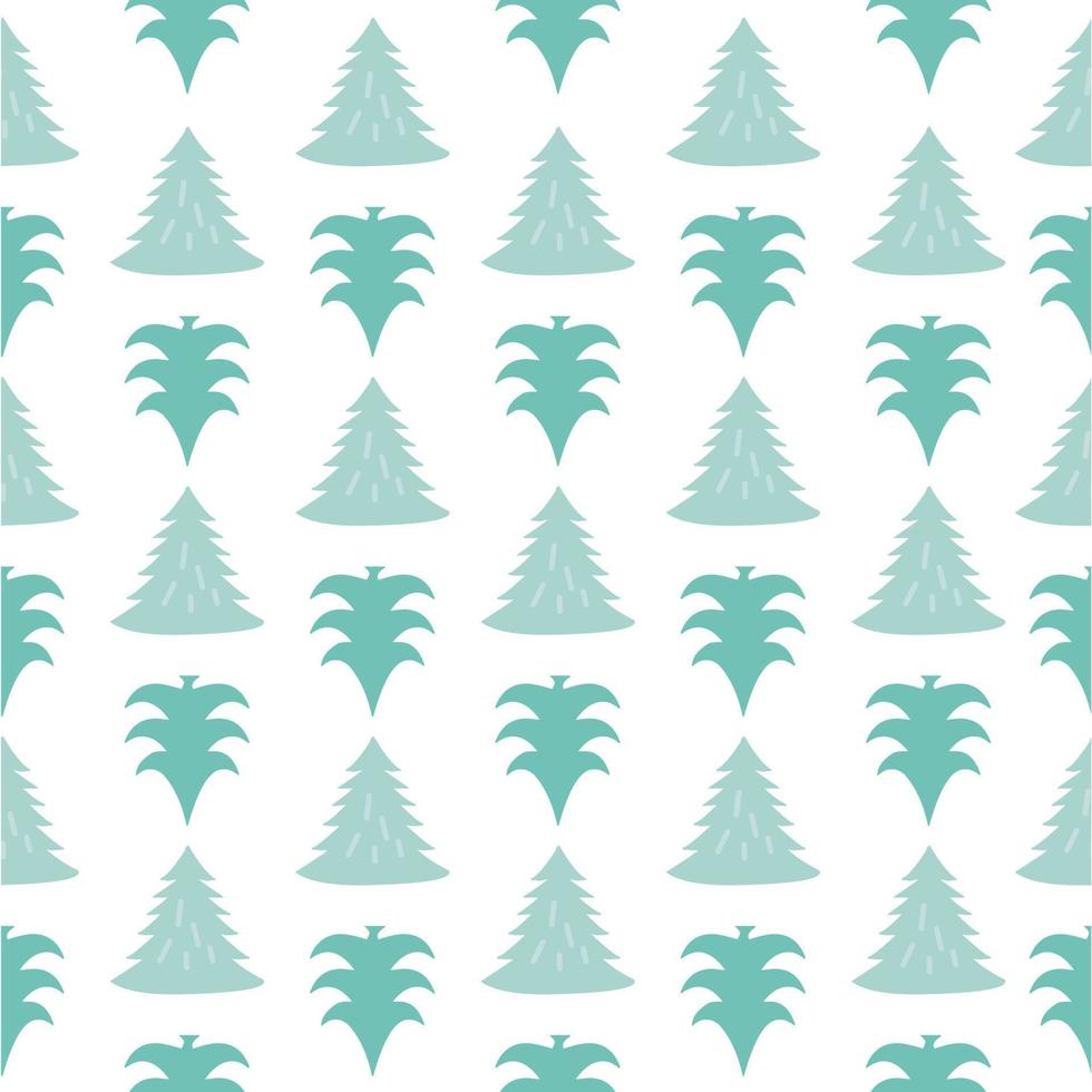 seamless cute green pine tree pattern background vector