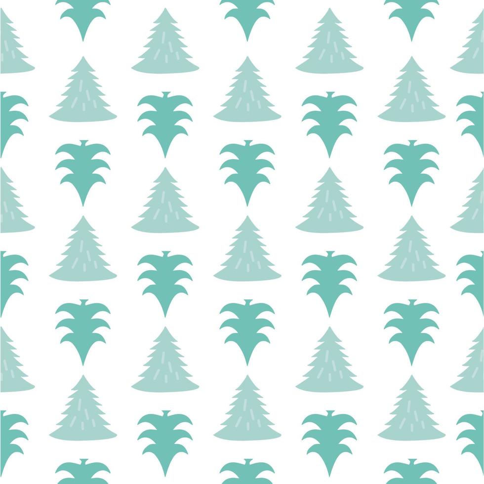 seamless cute green pine tree pattern background vector