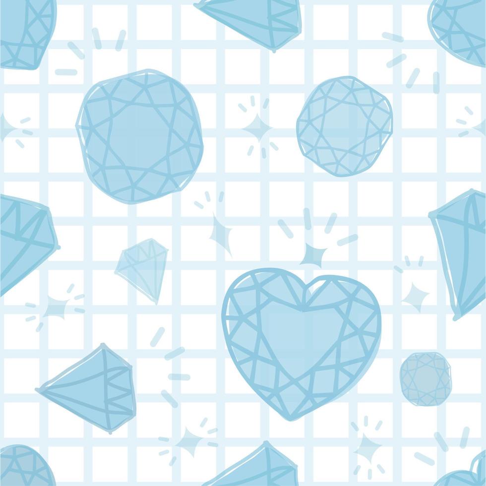 seamless doodle blue diamonds pattern background vector