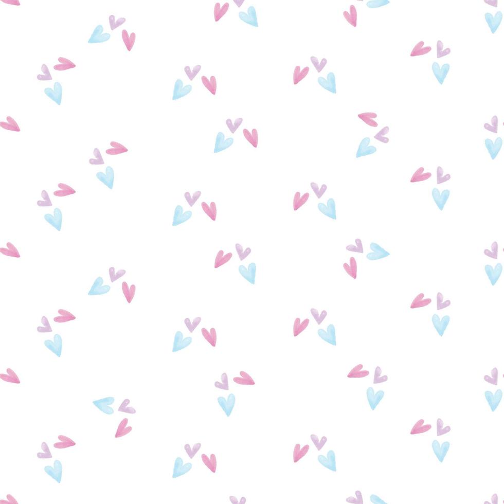 seamless pastel hand draw heart from watercolour pattern on white background  , kids pattern vector