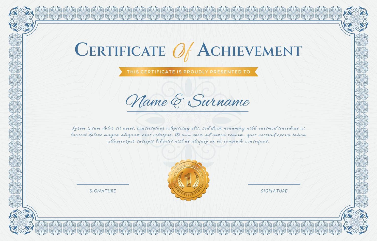 Certificate of Achievement for School Graduation Template vector