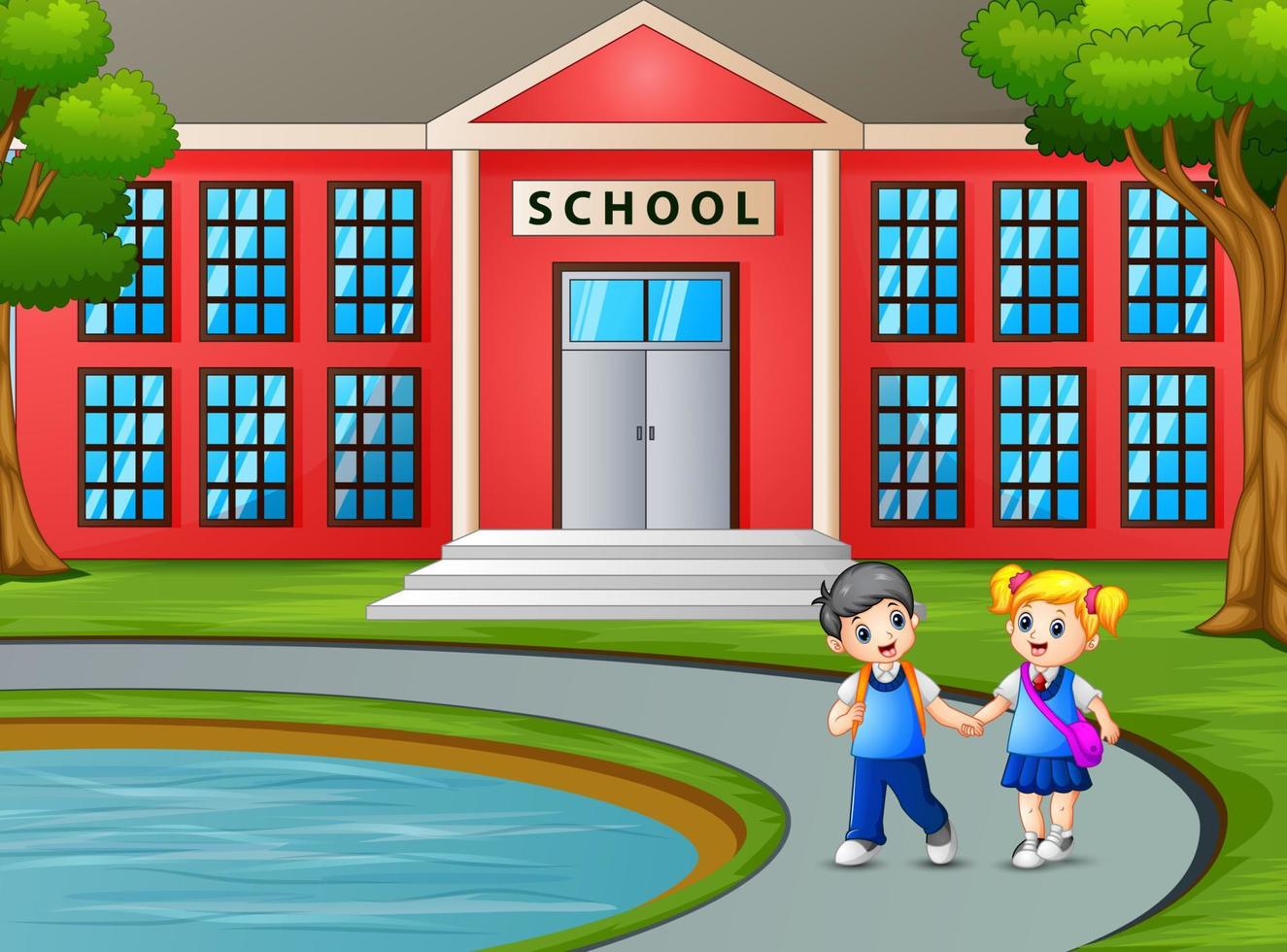 Children walking and leaving school after classes vector