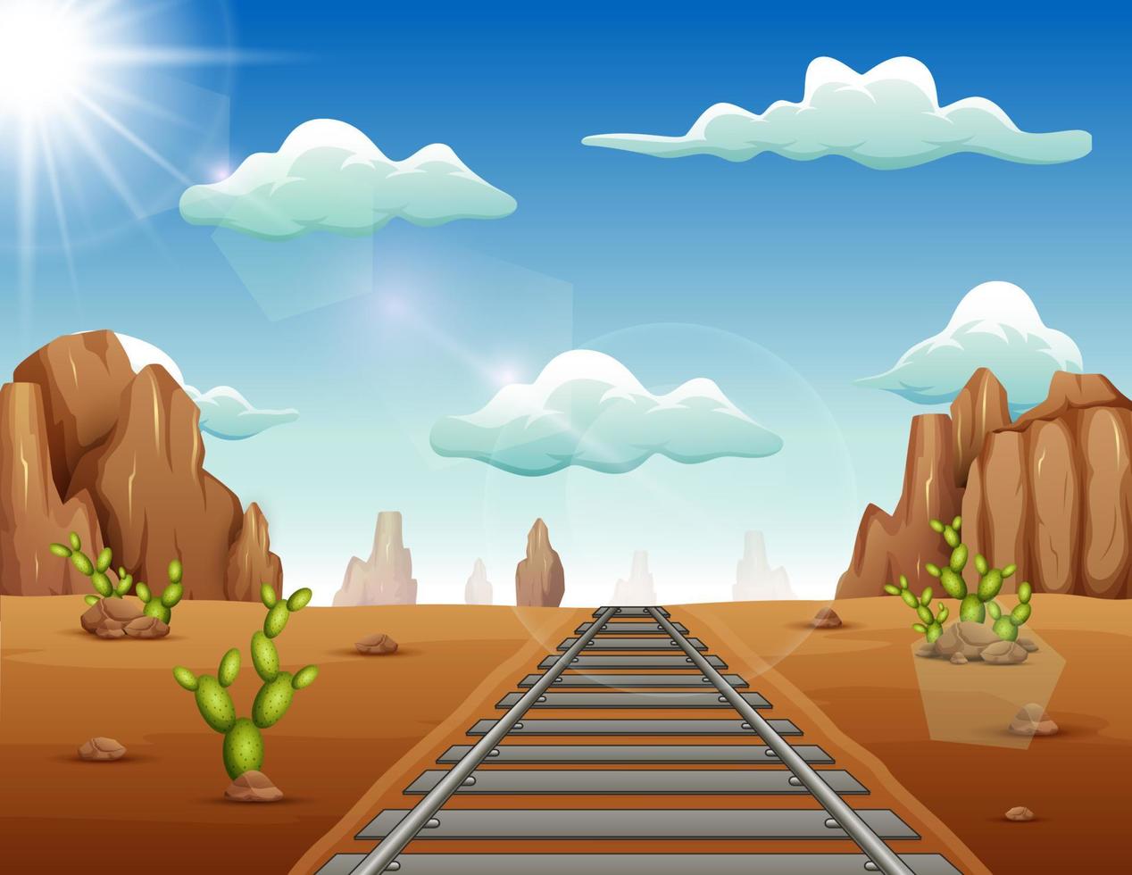 Train track in wild west background vector