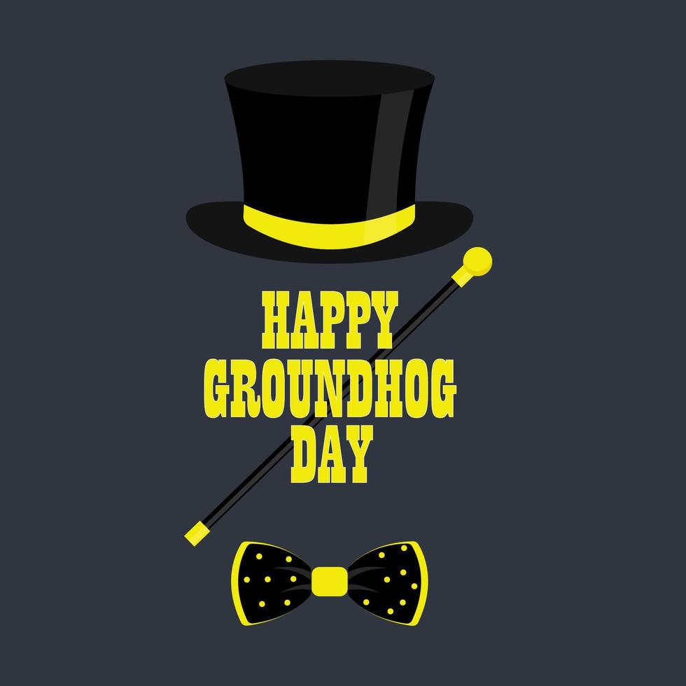 Happy Groundhog Day. Text of the inscription. Vector illustration. Design for printing greeting cards, banners, posters.