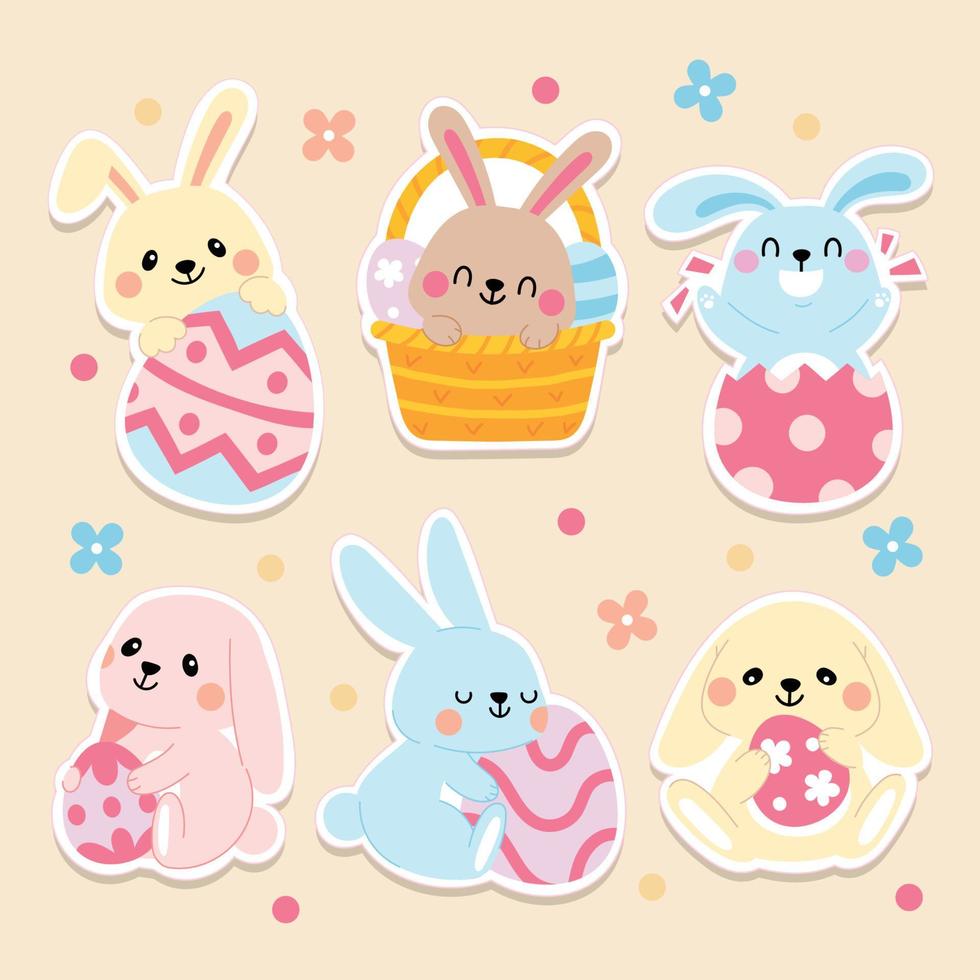 Cute Easter Rabbit Stickers vector