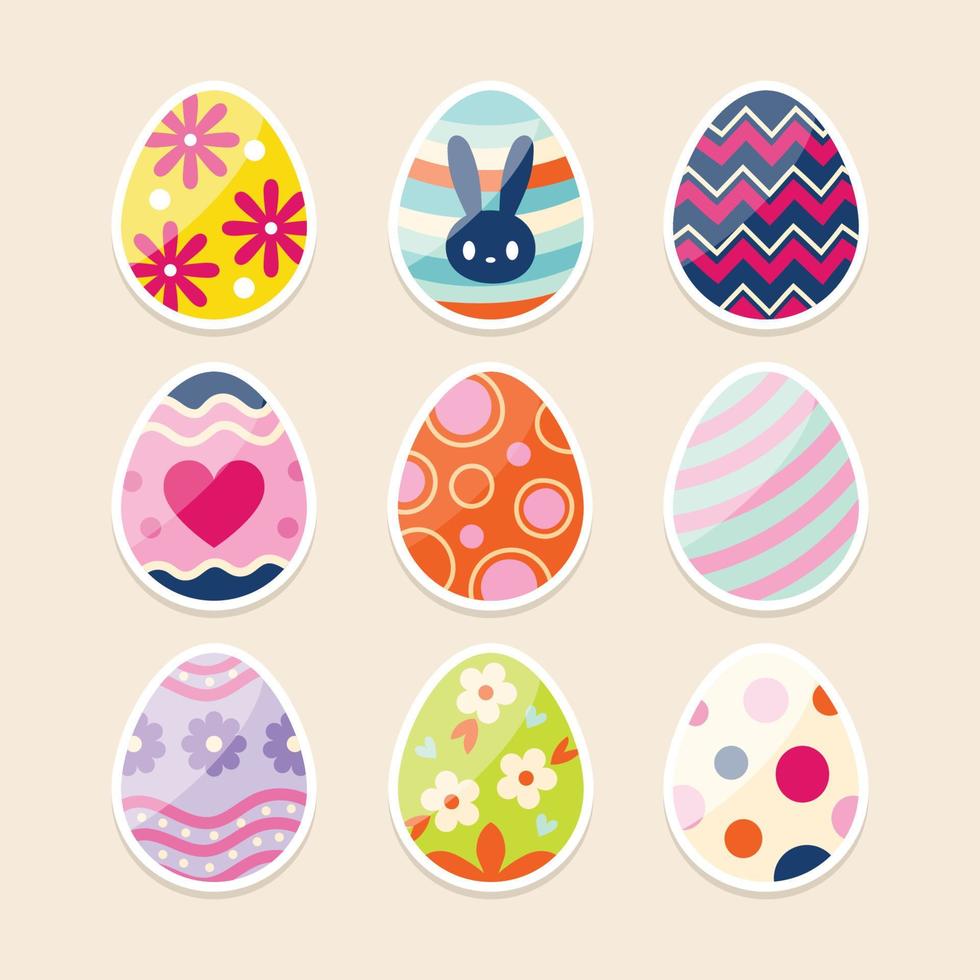 coloridas pegatinas decorativas de huevos de pascua vector