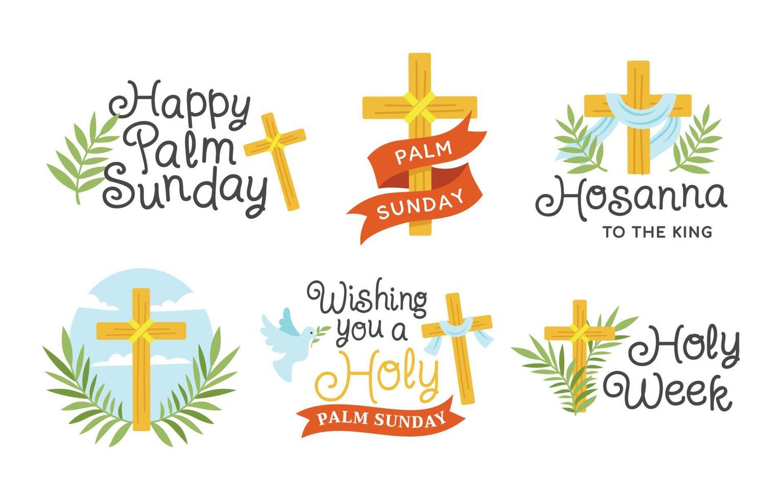 Palm Sunday Sticker Collection vector