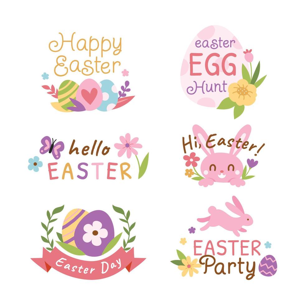 Colorful Easter Greetings Sticker Collection vector