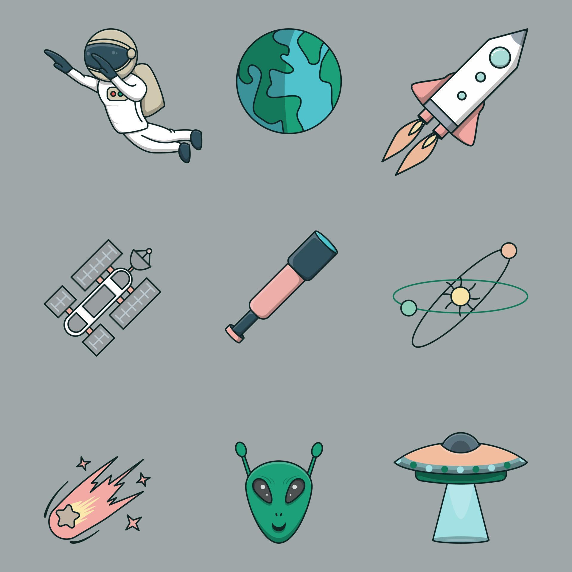 space elements vector set bundle 5220437 Vector Art at Vecteezy