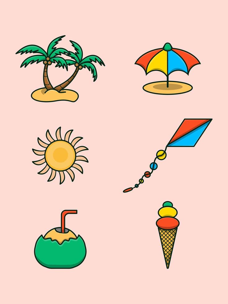 summer beach elements vector