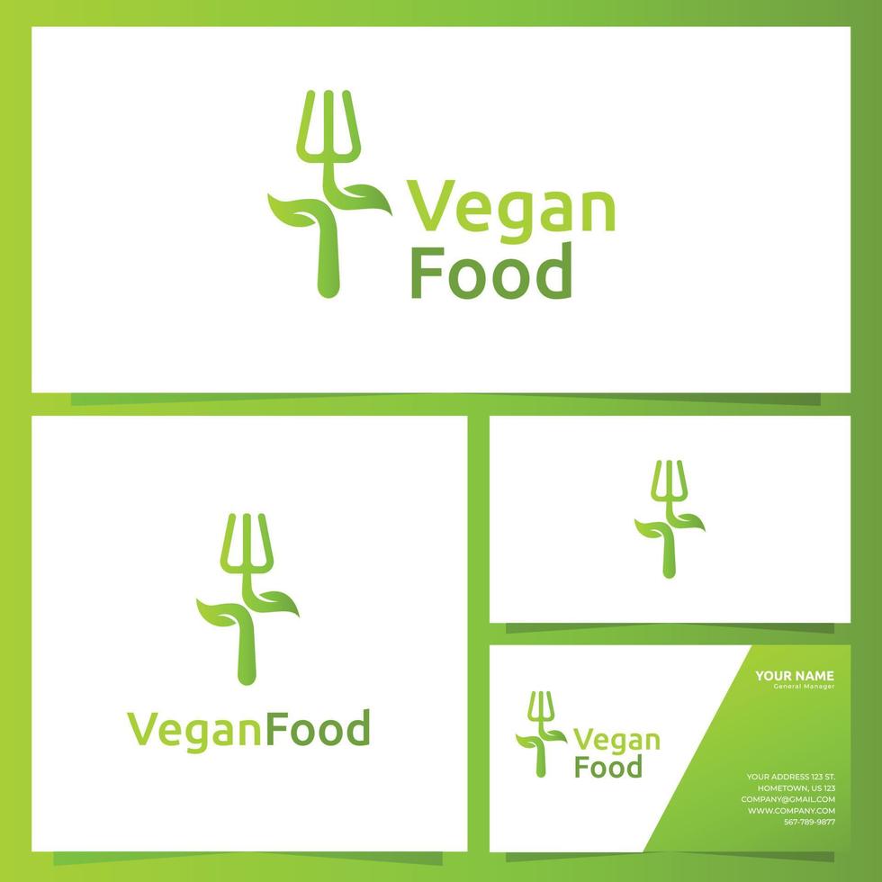 diseño de logotipo de comida vegana y paquete de marca vector