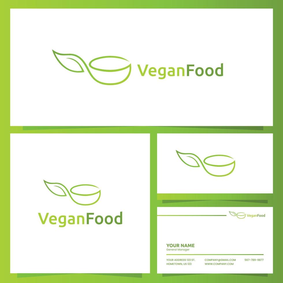 diseño de logotipo y marca de comida vegana minimalista simple vector