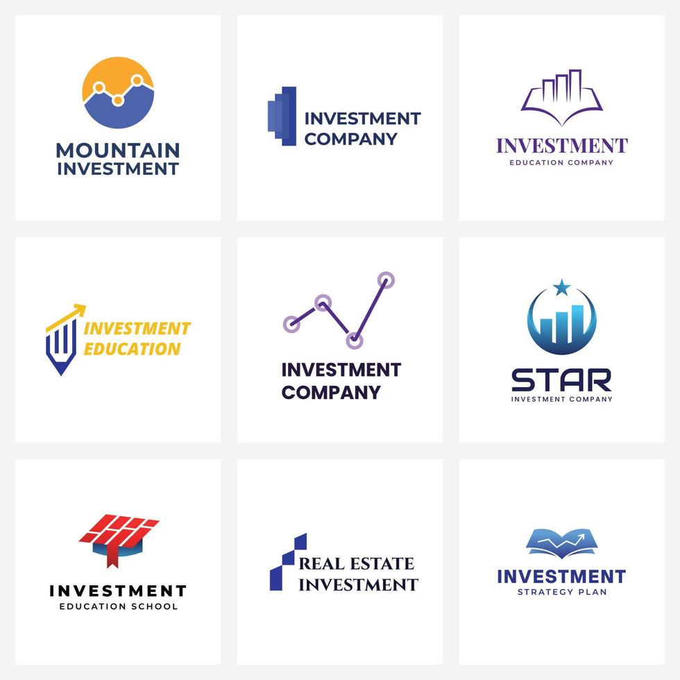 paquete de diseño de logotipo de inversión financiera vector