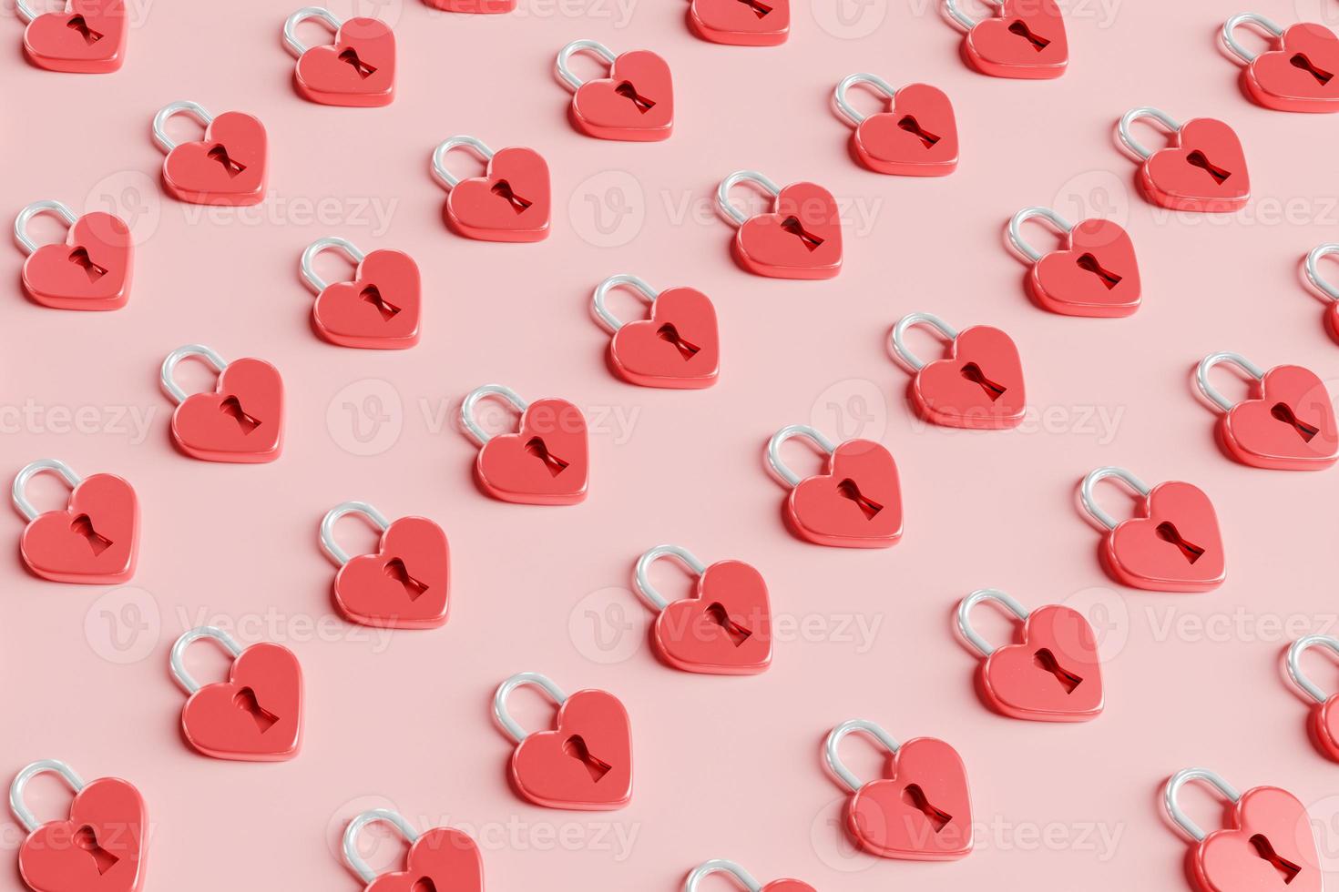 heart shaped padlock pattern. valentine and love concept. 3d rendering photo