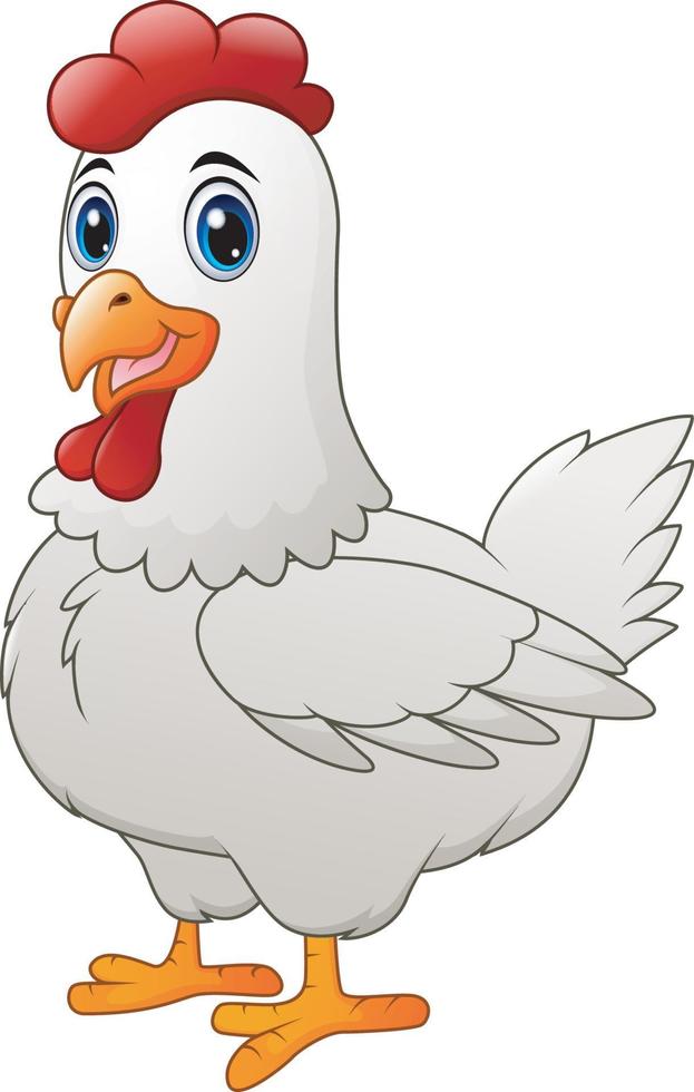 Cartoon illustration of white hen vector