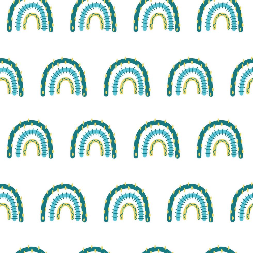 Simple childish seamless pattern with rainbows. Vector illustration.