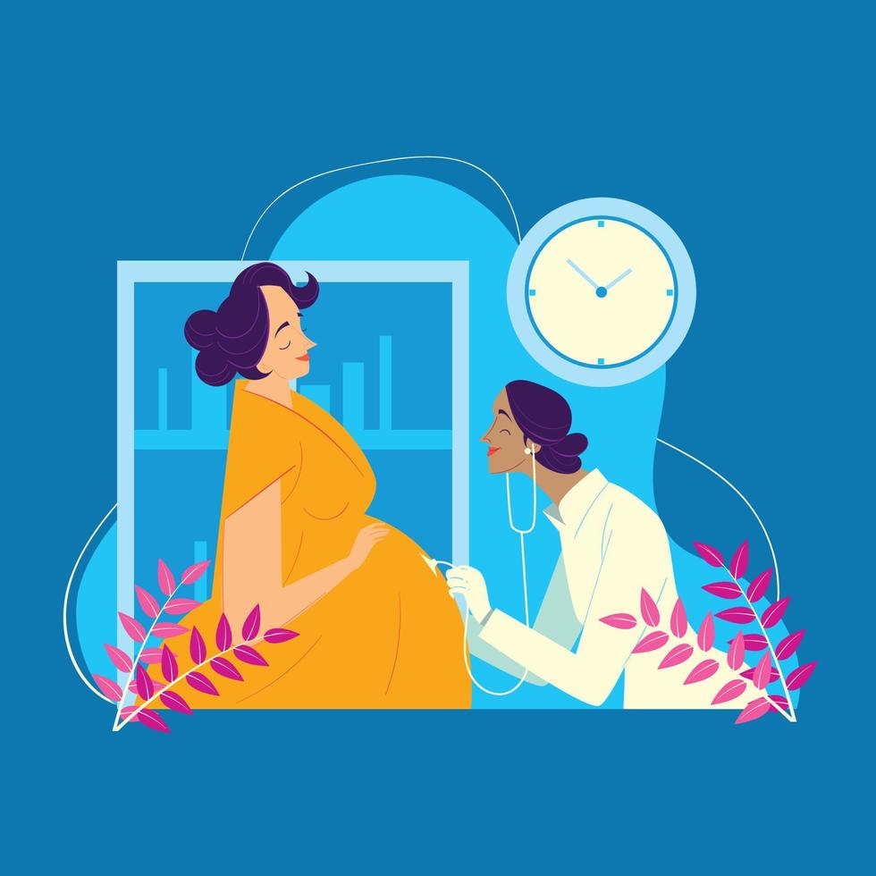 A Doctor Checking A Pregnant Woman vector