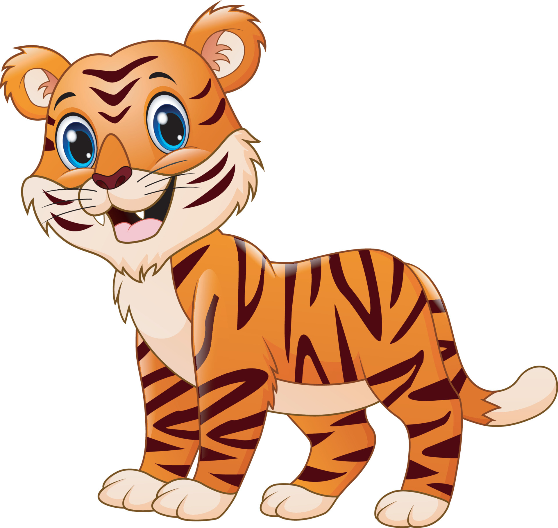 Smiling tiger cartoon isolated on white background 5220929 Vector Art at  Vecteezy