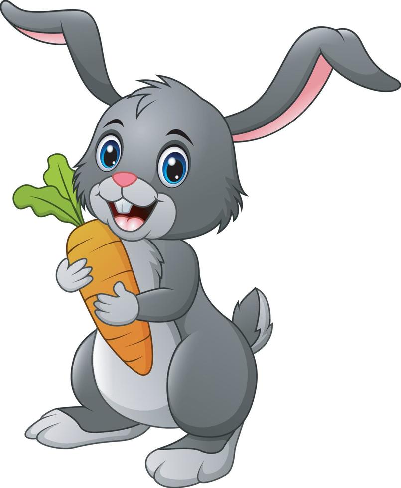 Rabbit holding carrot isolated on white background 5220930 Vector Art ...