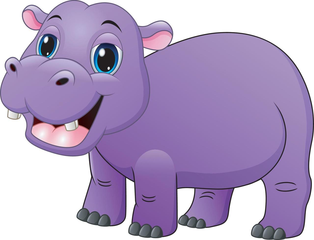 Smiling baby hippo isolated on white background vector