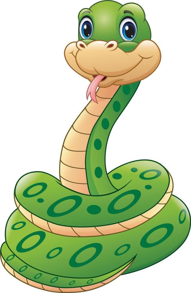 lindo, verde, serpiente, animal, caricatura vector