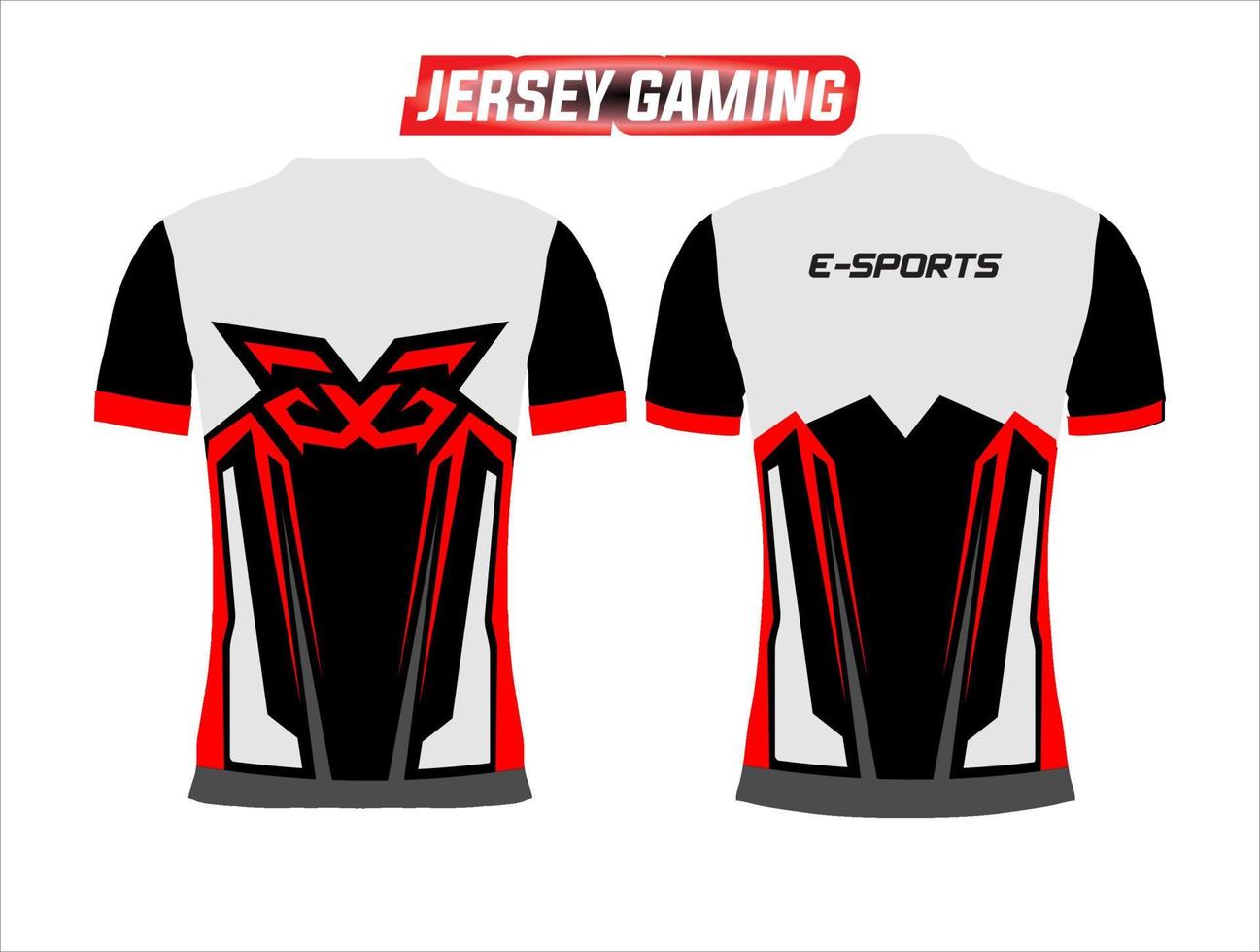 jersey printing design for e-sport gaming front and back mock-up display vector