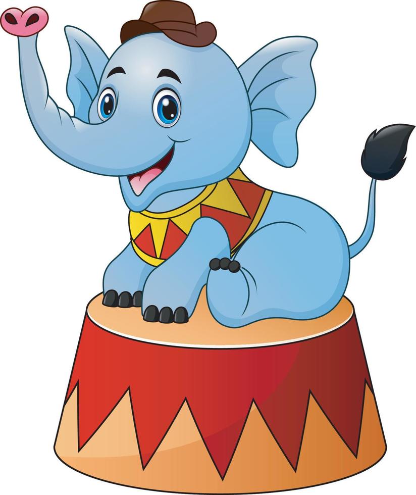 caricatura de elefante de circo en el escenario vector