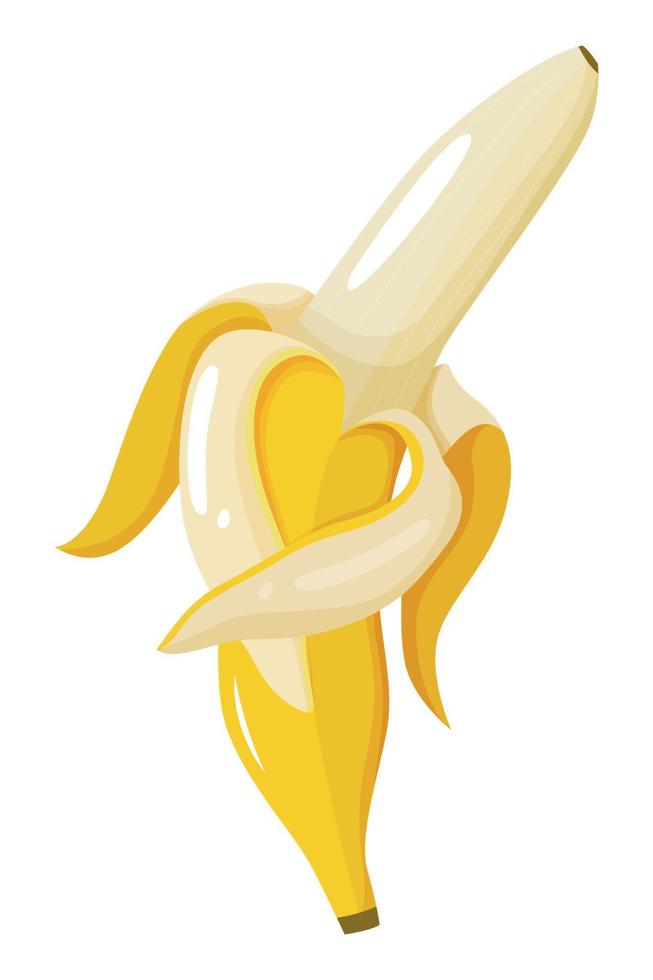 Ripe banana vector illustration. The peel is folded in the shape of a heart. The concept of the love of vegetarianism