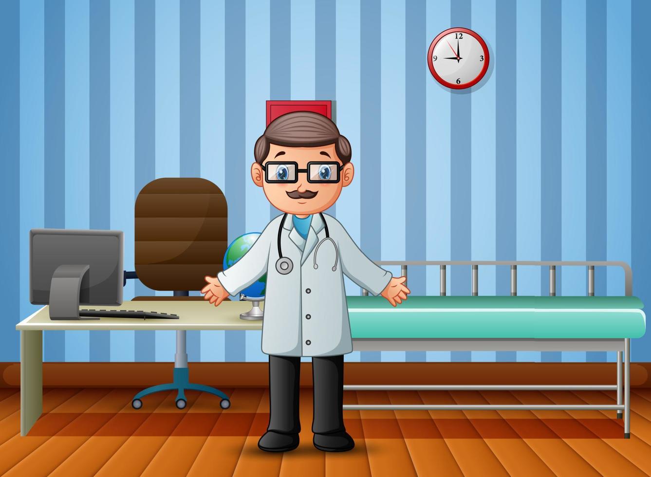 Doctor in hospital ward no patients vector