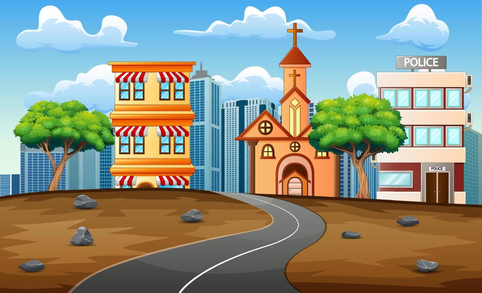 Asphalt highway road in cityscape background vector