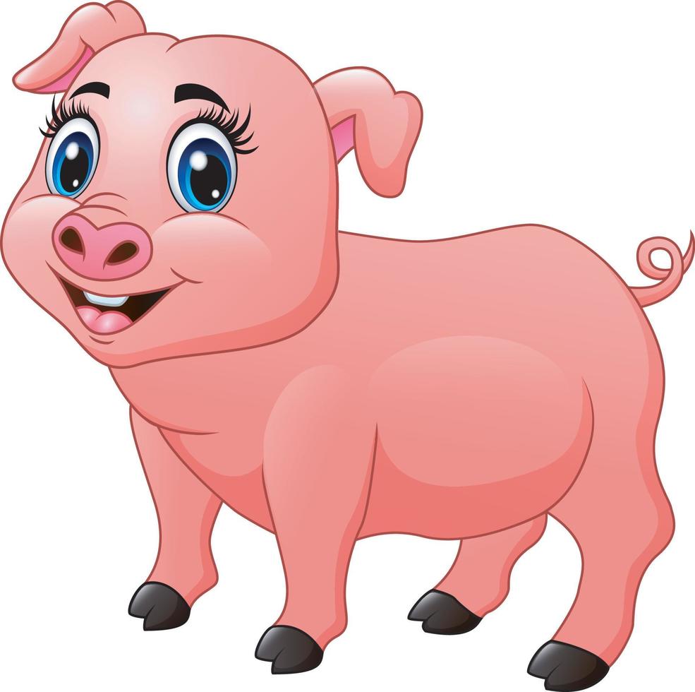 Cute little pig cartoon illustration vector