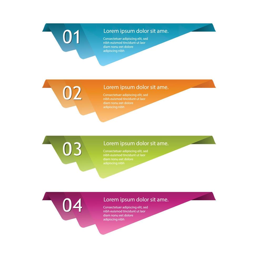 Gradient Colorful Steps Label Infographics Banner Set. vector