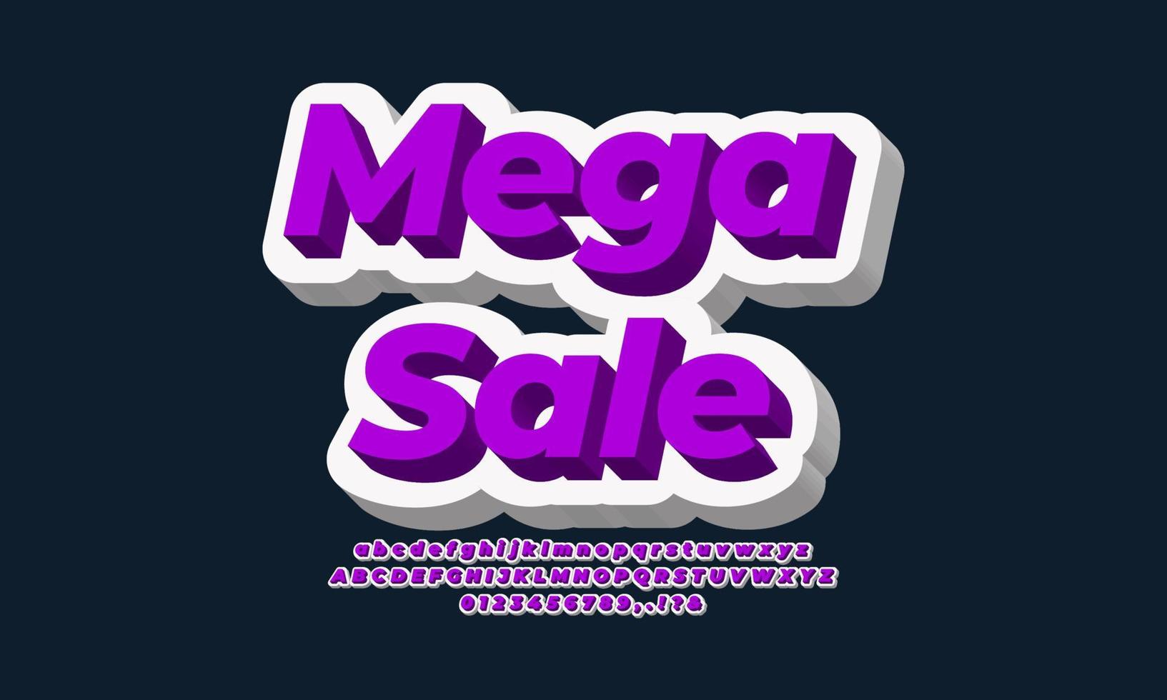 Mega Sale discount promotion  3d  white purple color vector