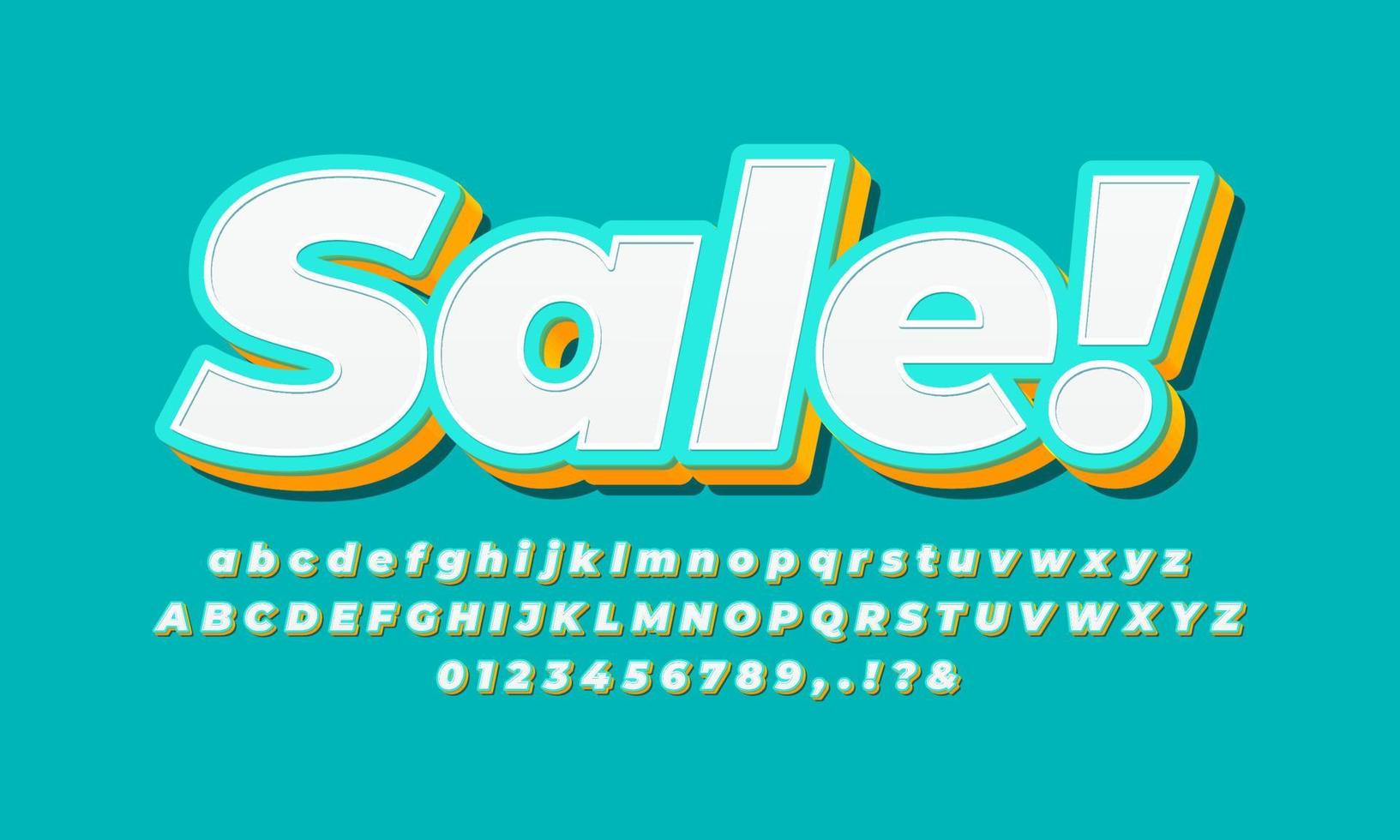 modern bold cyan and orange 3d text effect or font effect vector