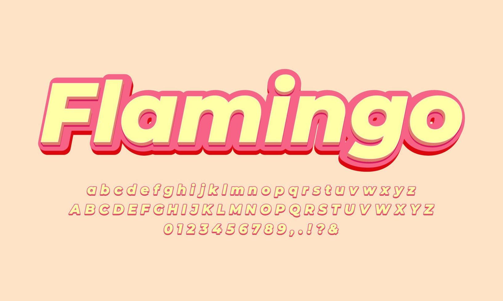 flamingo pink text effect design vector