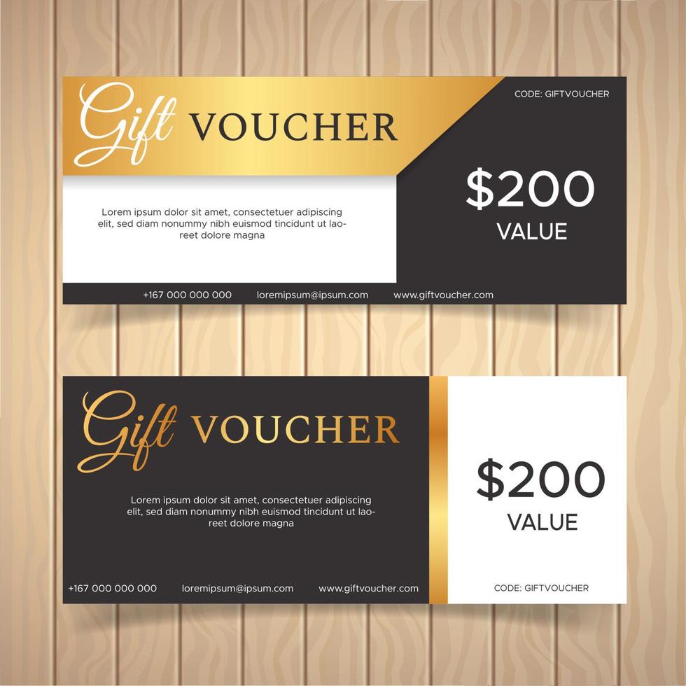 Gift voucher template with golden luxury elements vector