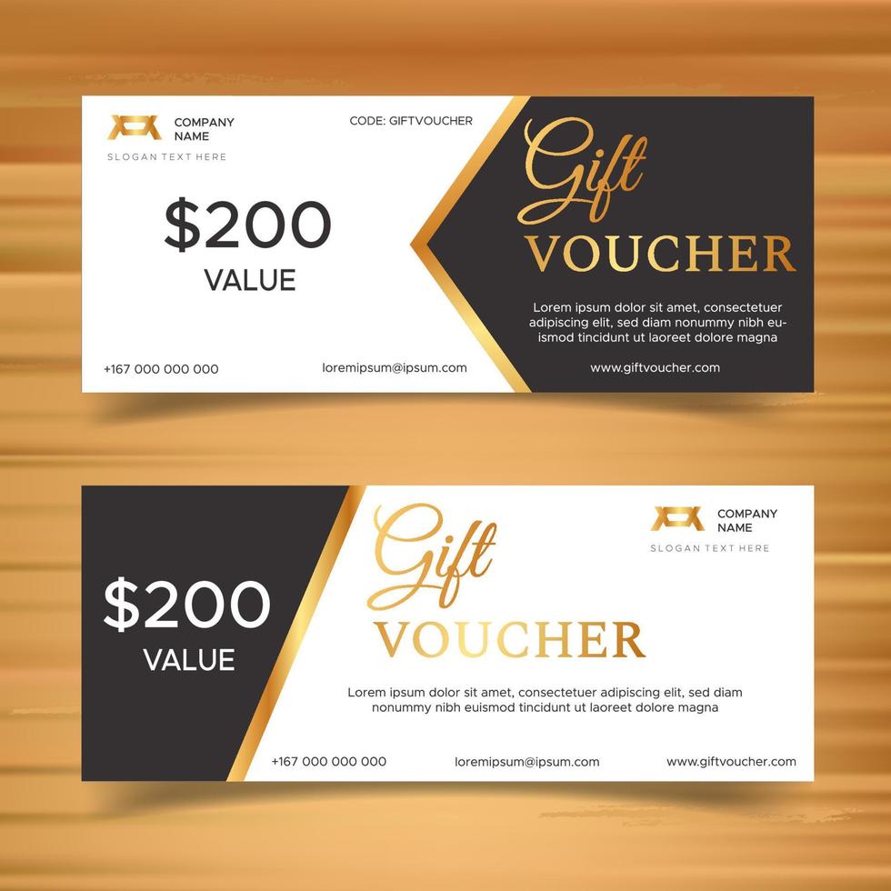 Gift voucher template with golden luxury elements vector