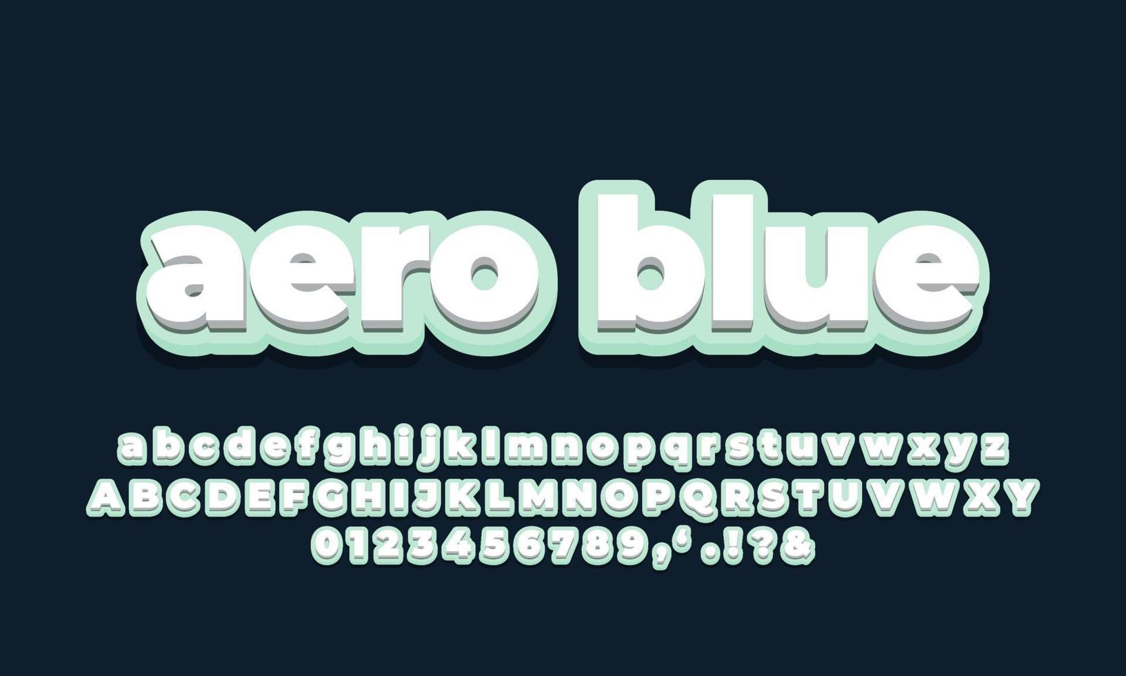 cyan with white  3d  font effect or text styles  design vector