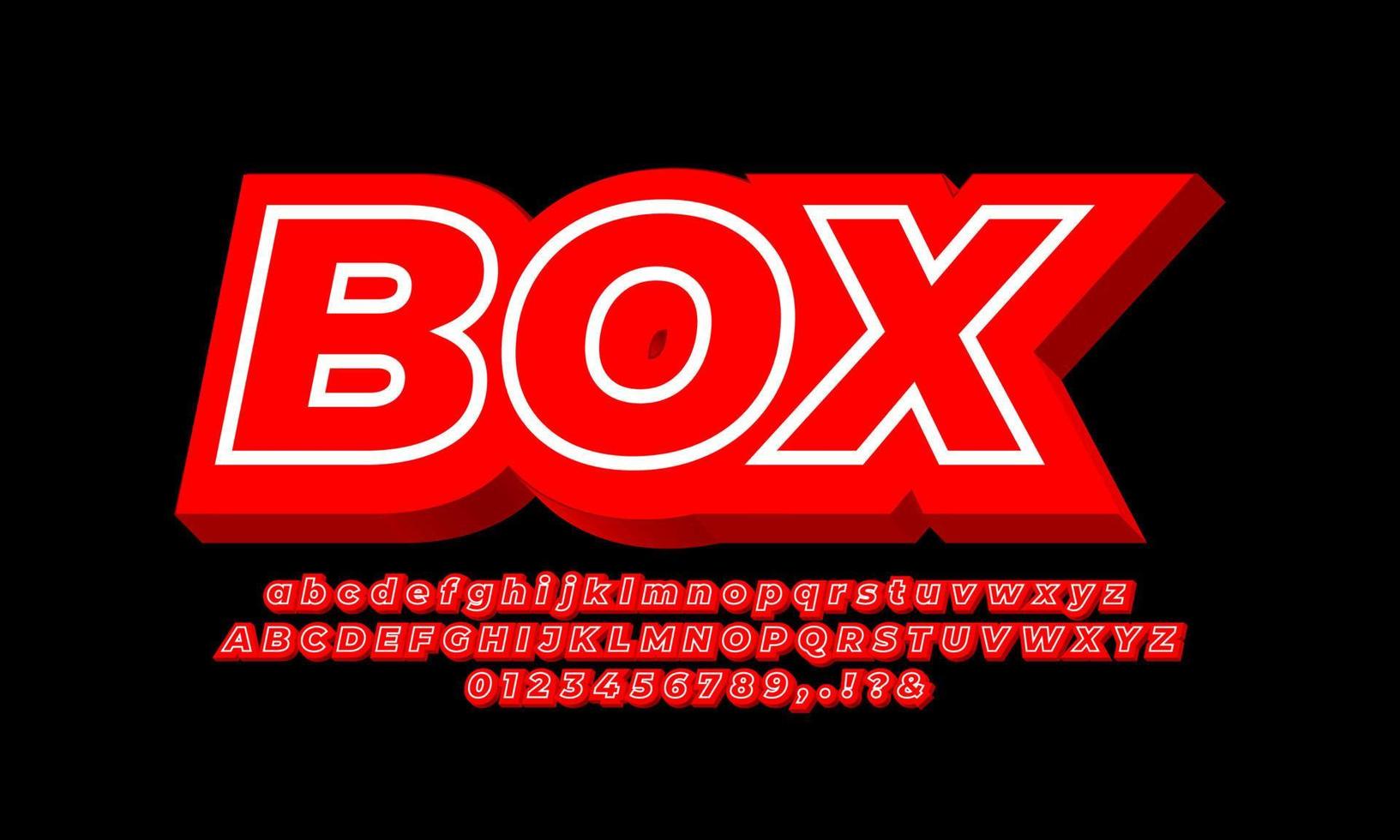 red bold 3d with line alphabet text effect or font effect style design vector