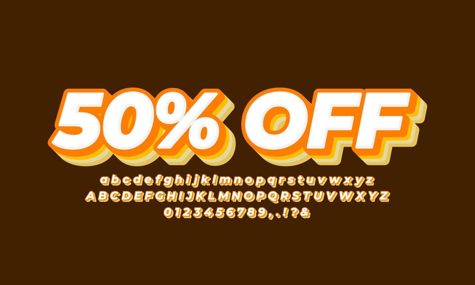 50 percent off sale orange vintage 3d vector