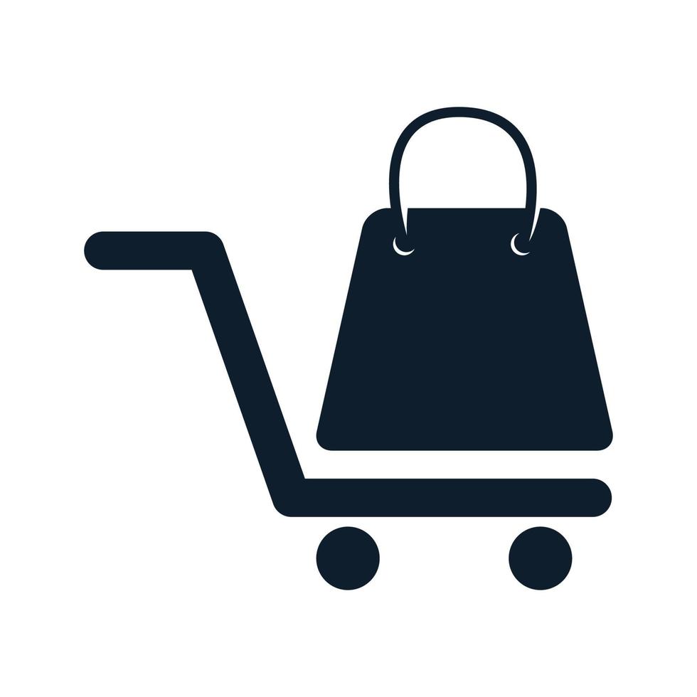 shopping bag with trolley minimal modern logo icon vector design